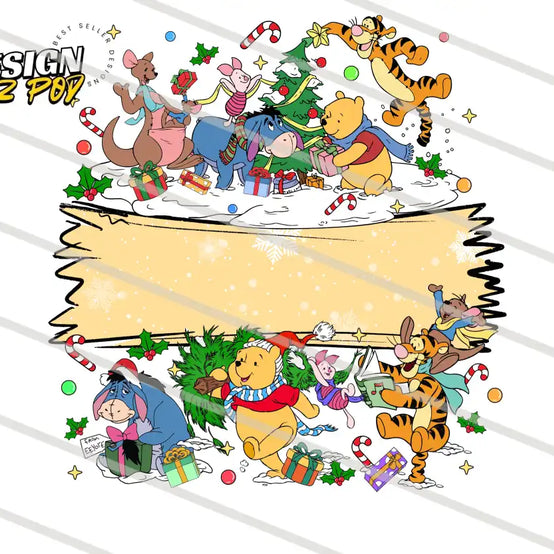 Winnie Family Christmas PNG