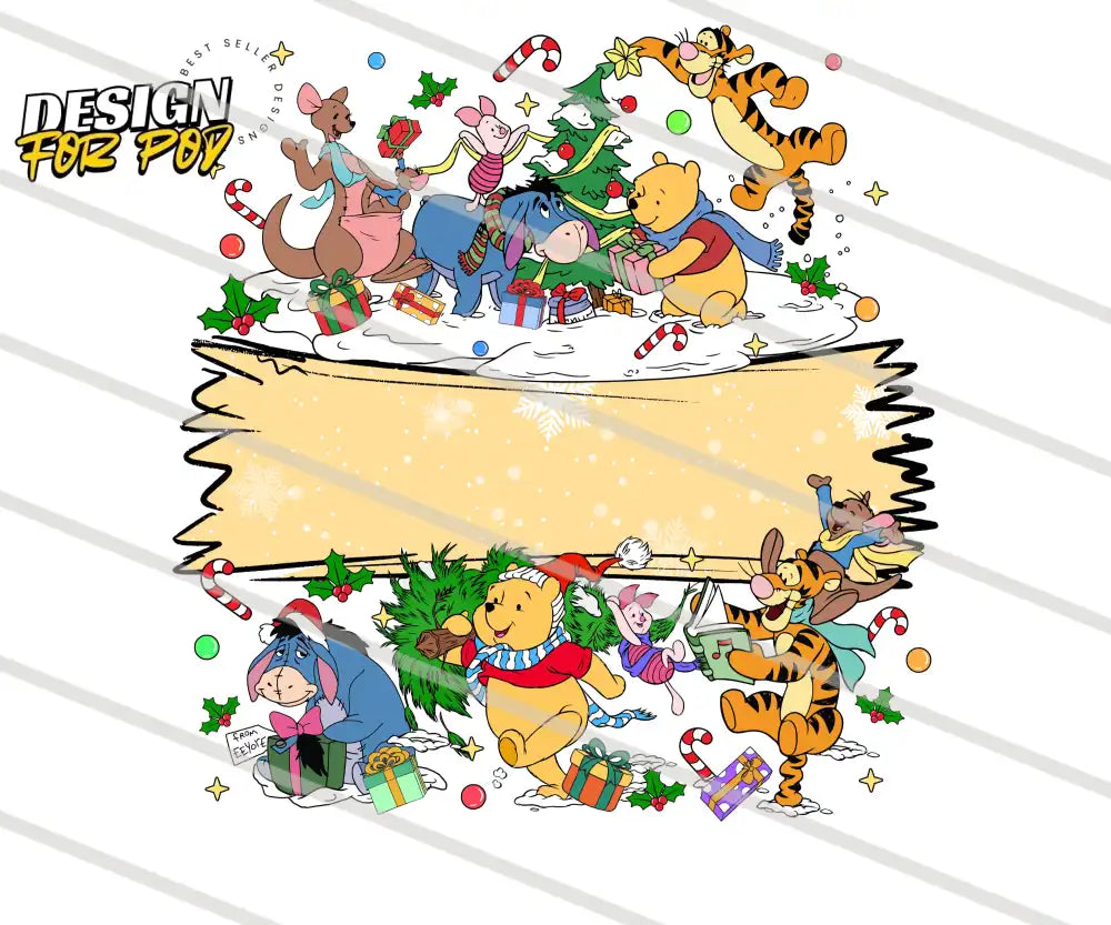 Winnie Family Christmas PNG